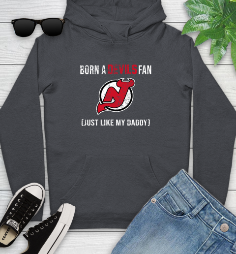 NHL New Jersey Devils Hockey Loyal Fan Just Like My Daddy Shirt Youth Hoodie - Image 9