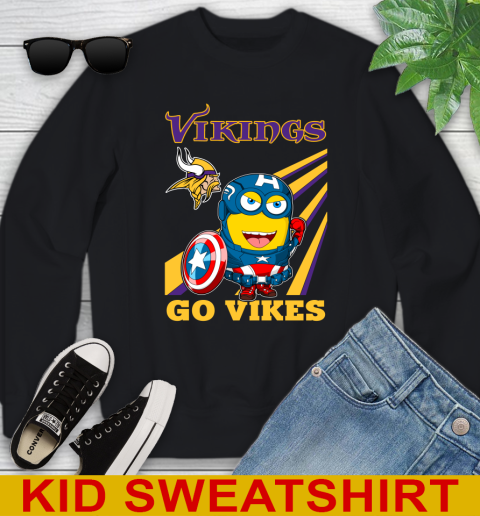 NFL Football Minnesota Vikings Captain America Marvel Avengers Minion Shirt Youth Sweatshirt