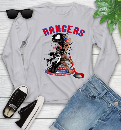NHL New York Rangers Hockey Venom Groot Guardians Of The Galaxy Youth Long Sleeve 5