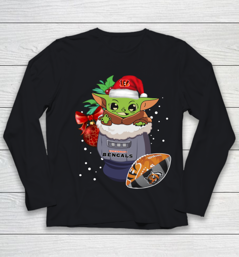 Cincinnati Bengals Christmas Baby Yoda Star Wars Funny Happy NFL Youth Long Sleeve