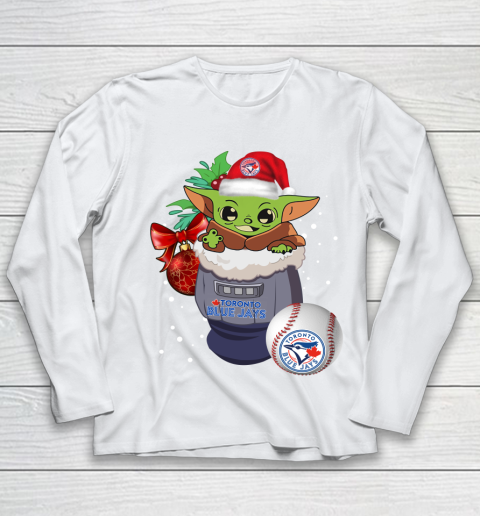 Toronto Blue Jays Christmas Baby Yoda Star Wars Funny Happy MLB Youth Long Sleeve 2