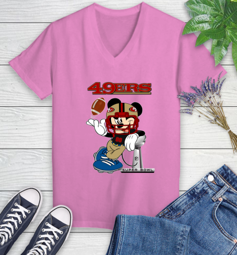 NFL San Francisco 49ers Mickey Mouse Disney Super Bowl Football T Shirt Women's V-Neck T-Shirt 14