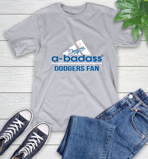 MLB A Badass Los Angeles Dodgers Fan Adidas Baseball Sports T-Shirt 6