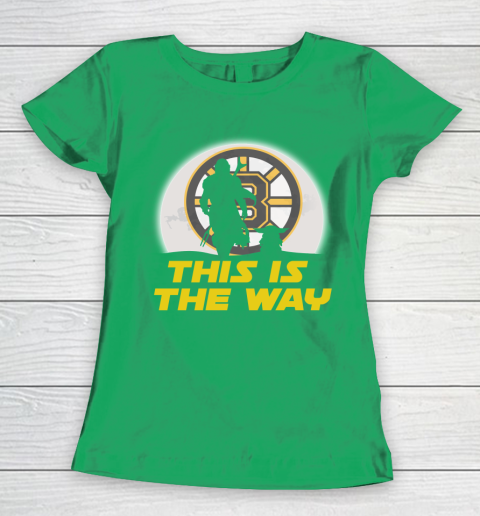 Boston Bruins NHL Ice Hockey Star Wars Yoda And Mandalorian This Is The Way Women's T-Shirt 5