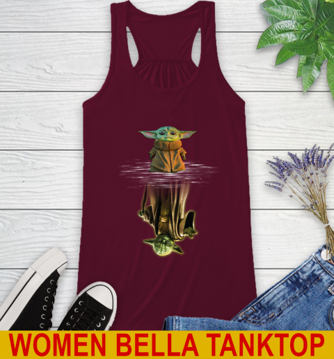 Mandalorian Baby Yoda star wars water reflection Racerback Tank 2