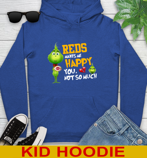MLB Cincinnati Reds Makes Me Happy You Not So Much Grinch Baseball Sports Youth Hoodie 10