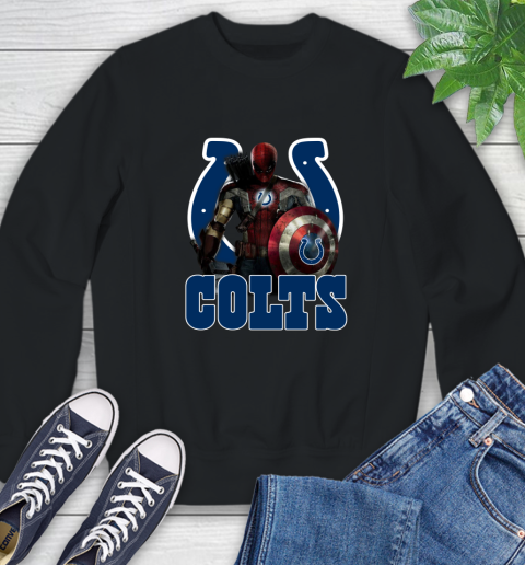 NFL Captain America Thor Spider Man Hawkeye Avengers Endgame Football Indianapolis Colts Sweatshirt 2