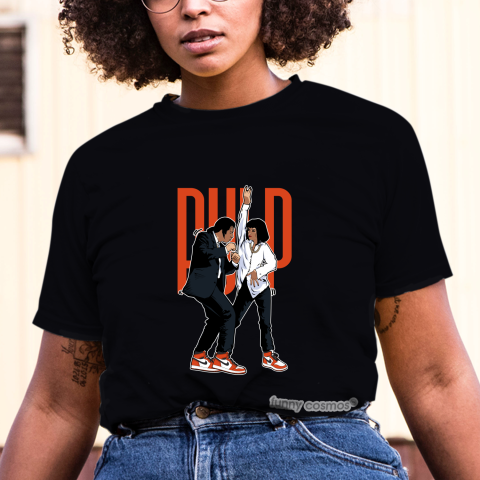 Air Jordan 1 Reverse Shattered Backboard Matching Sneaker Tshirt Pulp Fiction Dance Orange and White Jordan Tshirt
