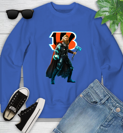 NFL Thor Avengers Endgame Football Cincinnati Bengals Youth Sweatshirt 8
