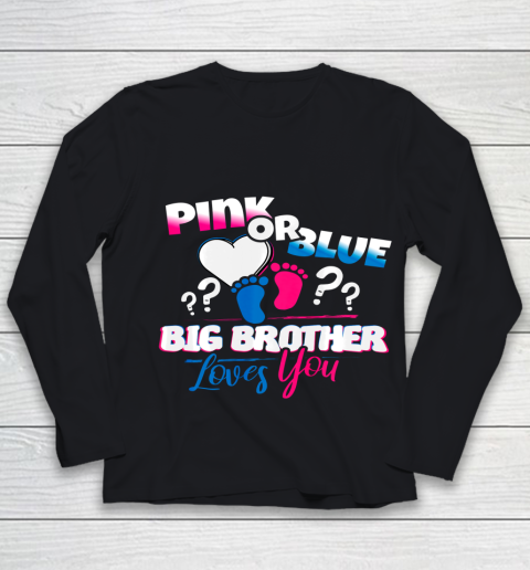 Pink or Blue Big Brother loves you Gender Reveal Gift Youth Long Sleeve