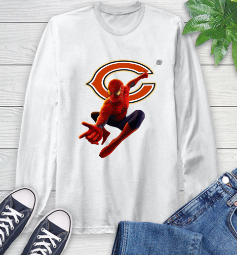 NFL Spider Man Avengers Endgame Football Chicago Bears Long Sleeve T-Shirt