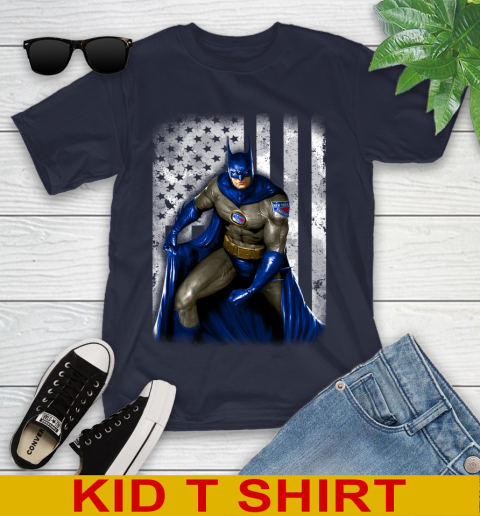 New York Rangers NHL Hockey Batman DC American Flag Shirt Youth T-Shirt 2