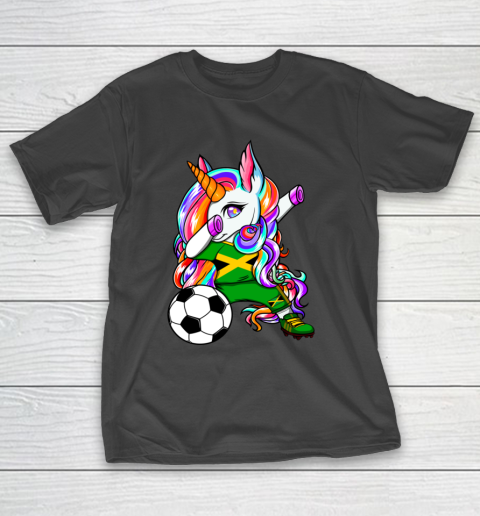 Dabbing Unicorn Jamaica Soccer Fans Jersey Jamaican Football T-Shirt 14