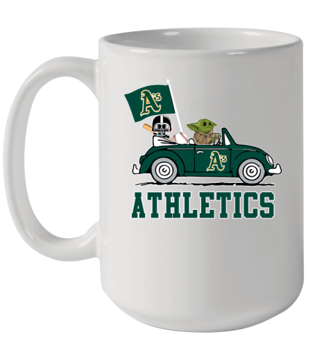 MLB Baseball Oakland Athletics Darth Vader Baby Yoda Driving Star Wars Shirt Ceramic Mug 15oz