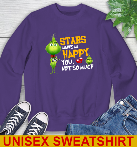 NHL Dallas Stars Makes Me Happy You Not So Much Grinch Hockey Sports Sweatshirt 4