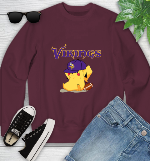 NFL Pikachu Football Sports Minnesota Vikings Youth Sweatshirt 5