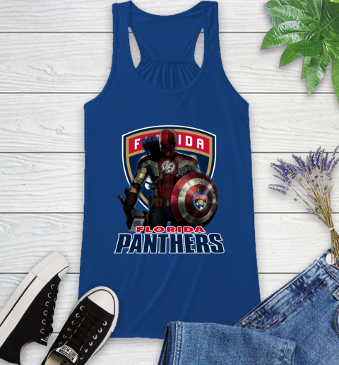 NHL Captain America Thor Spider Man Hawkeye Avengers Endgame Hockey Florida Panthers Racerback Tank 9