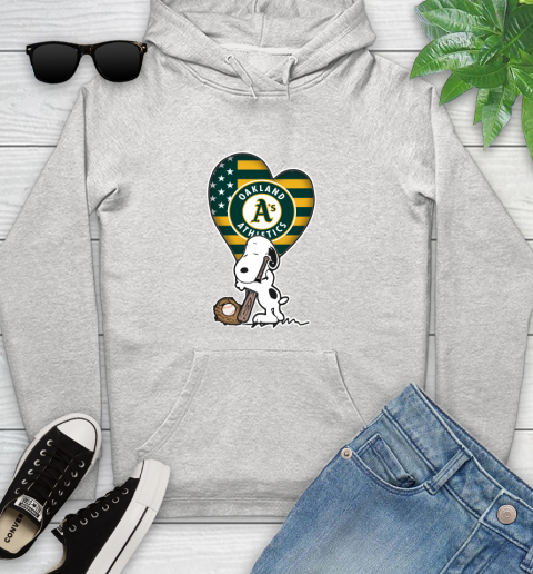 Oakland Athletics MLB Baseball The Peanuts Movie Adorable Snoopy Youth Hoodie
