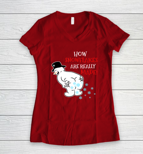 Funny Snowman How Snowflake Are Really Made Christmas Cutome Women's V-Neck T-Shirt 6