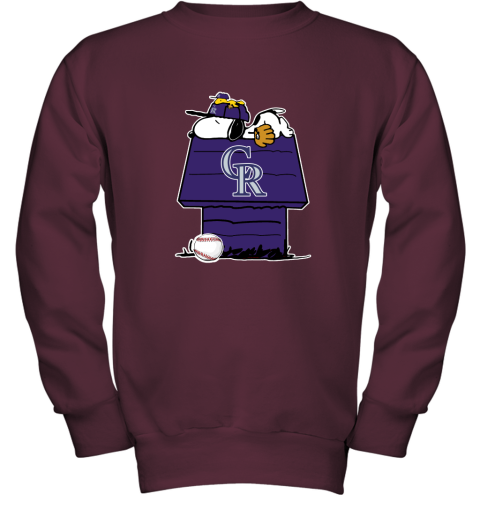 Colorado Rockies Snoopy And Woodstock Resting Together MLB Youth Sweatshirt
