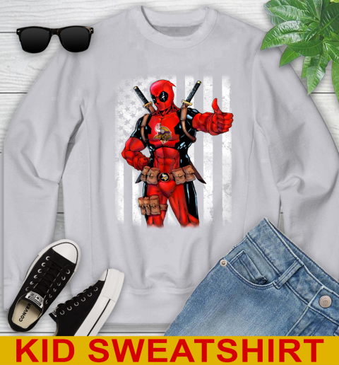 NFL Football Minnesota Vikings Deadpool American Flag Shirt Youth Sweatshirt 3