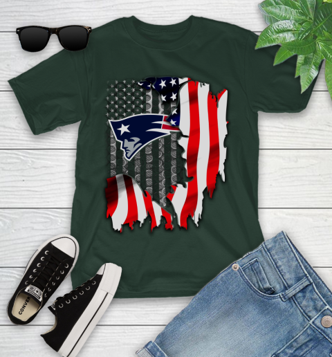New England Patriots NFL Football American Flag Youth T-Shirt 5