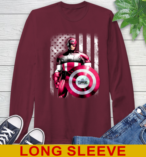 LA Clippers NBA Basketball Captain America Marvel Avengers American Flag Shirt Long Sleeve T-Shirt 8 LA Clippers NBA Basketball Captain America Marvel Avengers American Flag Shirt Long Sleeve T-Shirt - Image 8