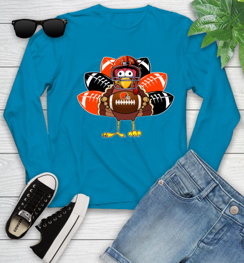 Cleveland Browns Turkey Thanksgiving Day Youth Long Sleeve - Image 8