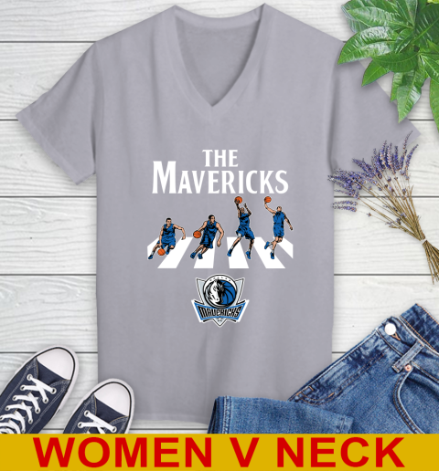 NBA Basketball Dallas Mavericks The Beatles Rock Band Shirt Women's V-Neck T-Shirt 4