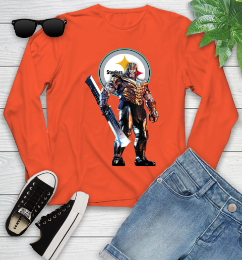 NFL Thanos Gauntlet Avengers Endgame Football Pittsburgh Steelers Youth Long Sleeve 4