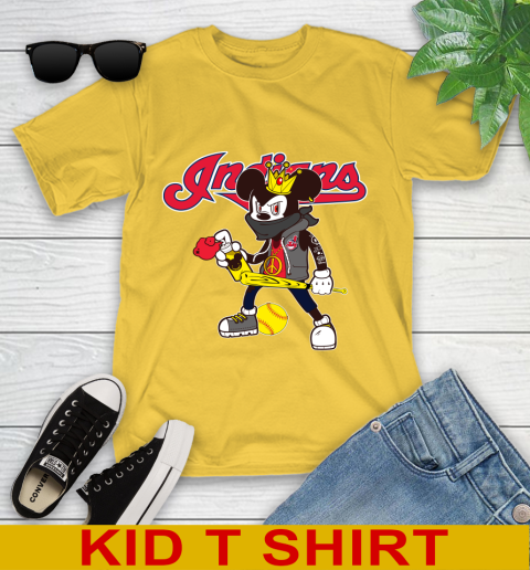 Cleveland Indians MLB Baseball Mickey Peace Sign Sports Youth T-Shirt 8