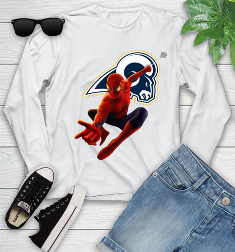NFL Spider Man Avengers Endgame Football Los Angeles Rams Youth Long Sleeve