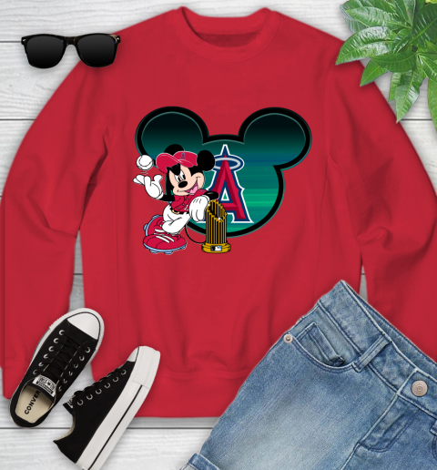 MLB Los Angeles Angels The Commissioner's Trophy Mickey Mouse Disney Youth Sweatshirt 9