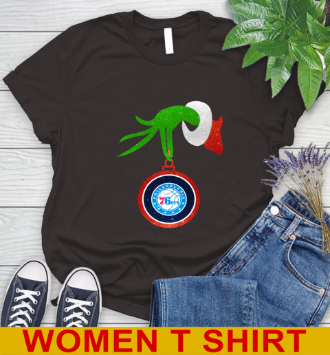Philadelphia 76ers Grinch Merry Christmas NBA Basketball Women's T-Shirt 8