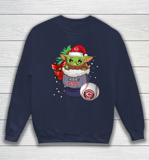 Cincinnati Reds Christmas Baby Yoda Star Wars Funny Happy MLB Sweatshirt 3