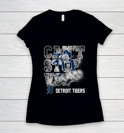 MLB Detroit Tigers Baseball Can't Stop Vs Detroit Tigers Women's V-Neck T-Shirt