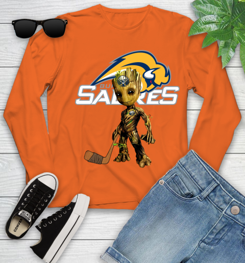 Buffalo Sabres NHL Hockey Groot Marvel Guardians Of The Galaxy Youth Long Sleeve 4