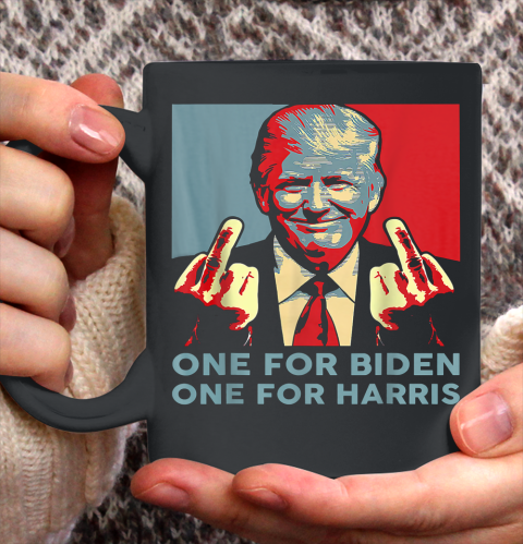 Trump Middle Finger One For Biden One For Harris Shirt Ceramic Mug 11oz