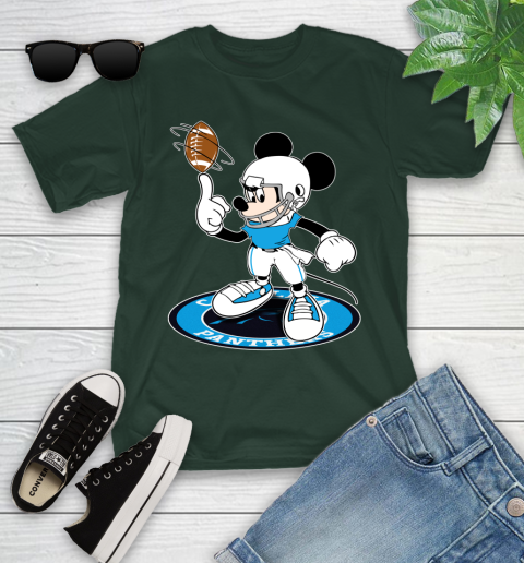NFL Football Carolina Panthers Cheerful Mickey Disney Shirt Youth T-Shirt 5
