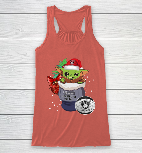 Brooklyn Nets Christmas Baby Yoda Star Wars Funny Happy NBA Racerback Tank 4