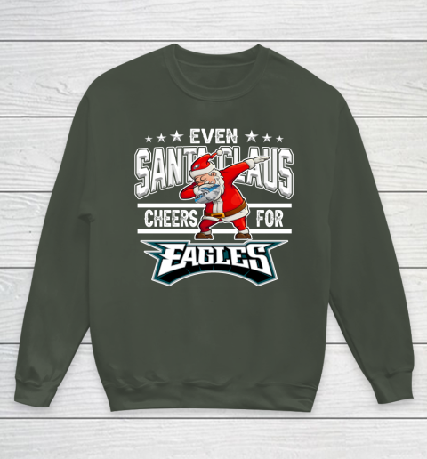 Philadelphia Eagles Even Santa Claus Cheers For Christmas NFL Youth Sweatshirt 8