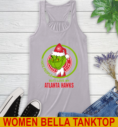 Atlanta Hawks NBA Christmas Grinch I Hate People But I Love My Favorite Basketball Team Racerback Tank 5