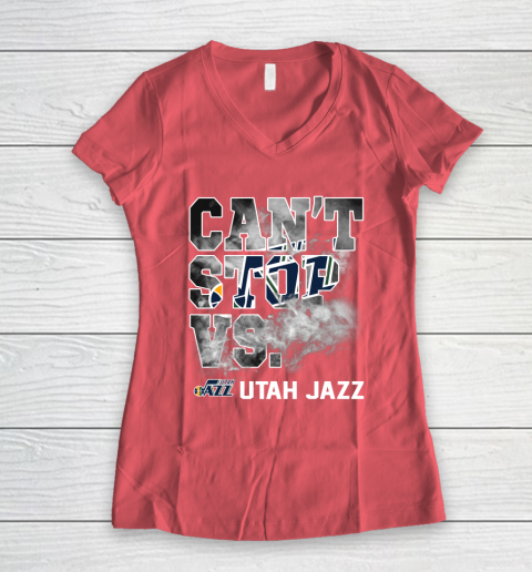 NBA Utah Jazz Basketball Can't Stop Vs Women's V-Neck T-Shirt 4