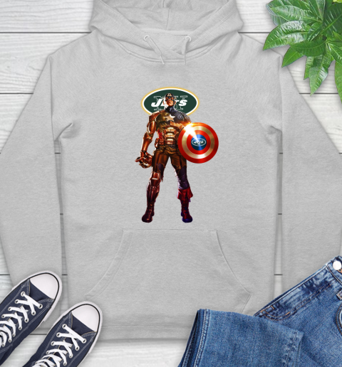 NFL Captain America Marvel Avengers Endgame Football Sports New York Jets Hoodie 6