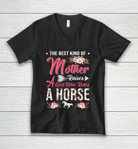 Horse riding the best mother raises a girl V-Neck T-Shirt