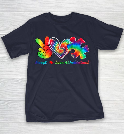 Autism Awareness Accept Understand Love Autism Mom Tie Dye Fitted Youth T-Shirt 2