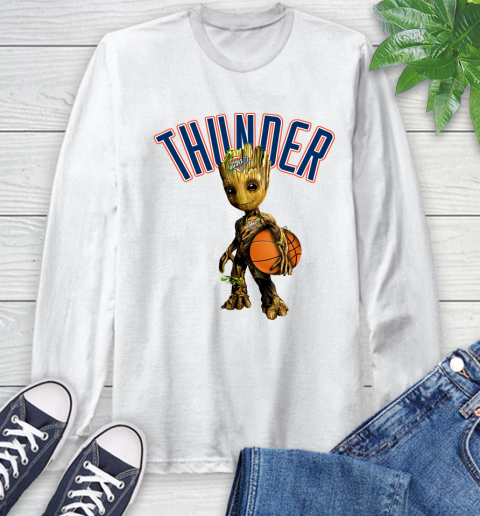 Oklahoma City Thunder NBA Basketball Groot Marvel Guardians Of The Galaxy Long Sleeve T-Shirt