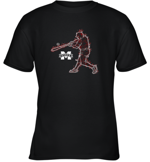 Mississippi State Bulldogs Baseball Player On Fire Gift Youth T-Shirt