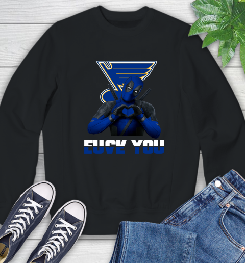 NHL St.Louis Blues Deadpool Love You Fuck You Hockey Sports Sweatshirt