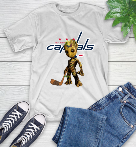 Washington Capitals NHL Hockey Groot Marvel Guardians Of The Galaxy T-Shirt